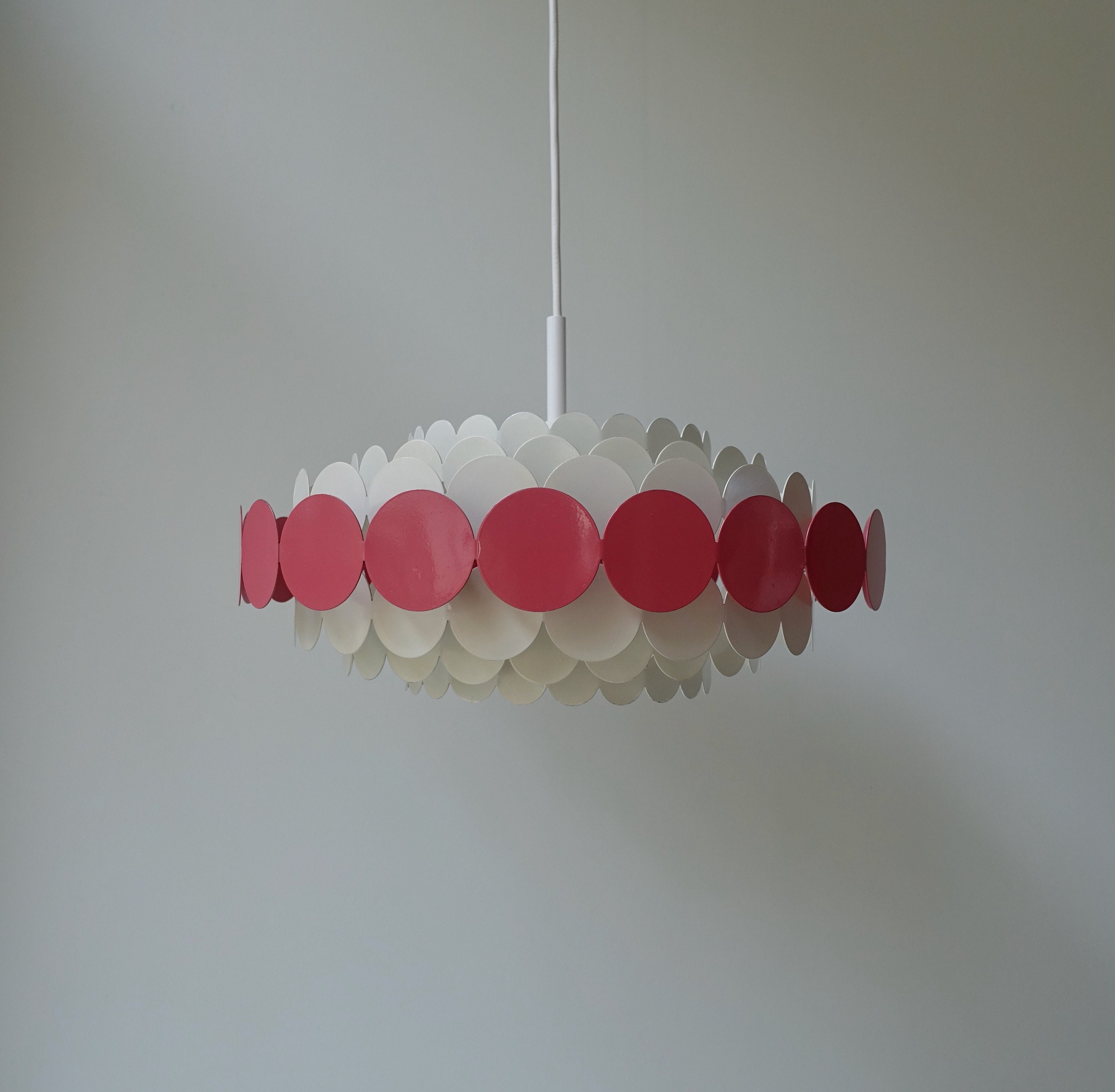 Stunning Graphic All Metal Doria Leuchten Seven 7 Ring Round Discs
