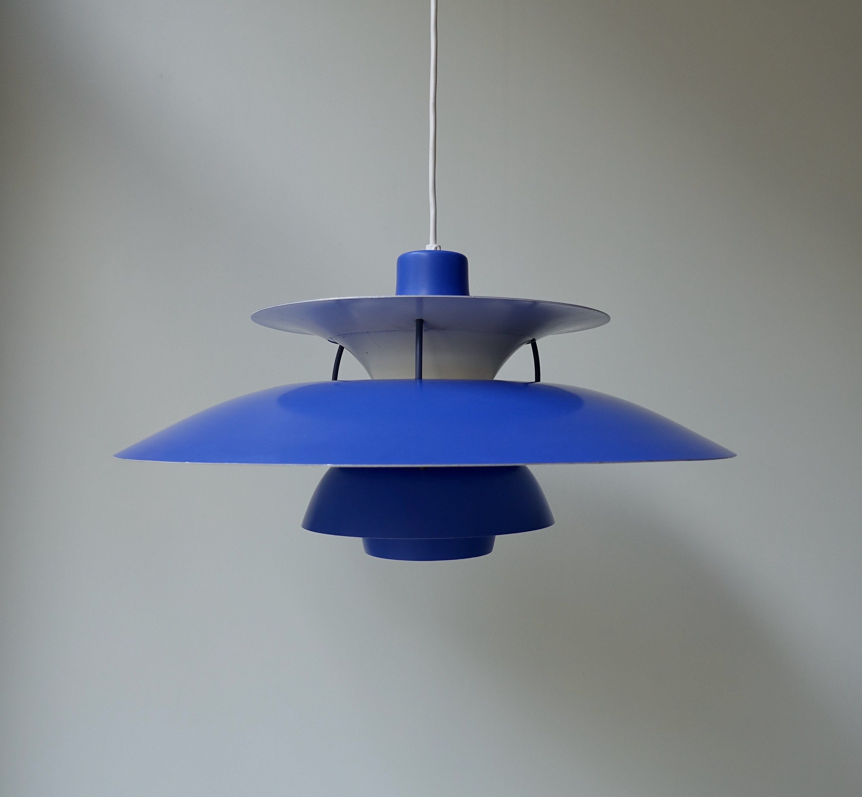 Rare First Edition Vintage Blue PH 5 Hanging Pendant Light Lamp