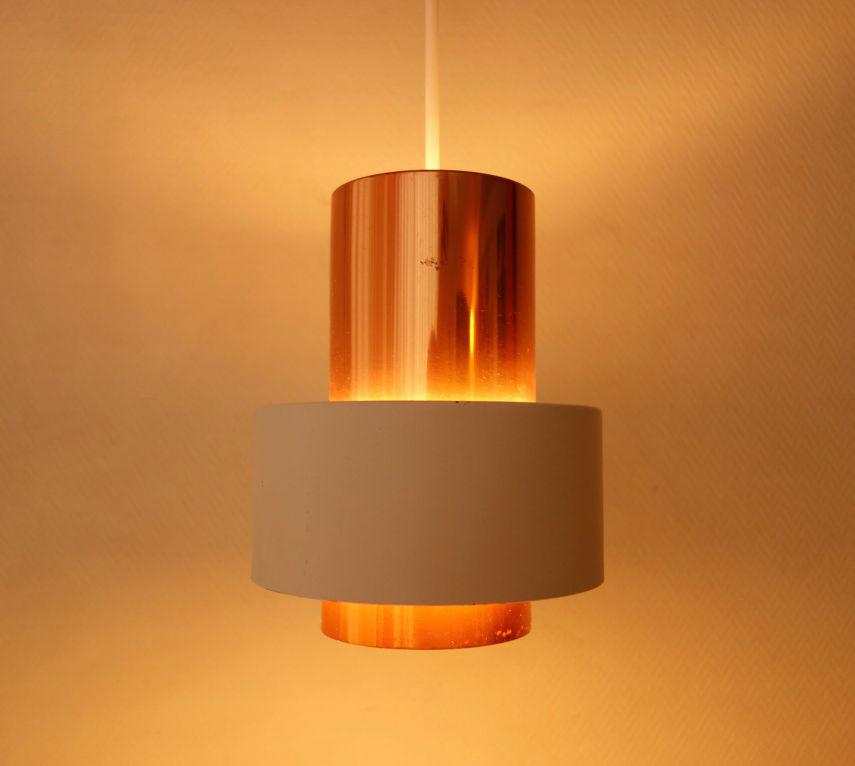 Mid Century Danish Modern Vintage Cylinder Pendant Lamp Lyskaer Fog /& Morup