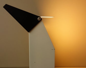 Extremely rare rectangular Jan Hoogervorst Dutch design Anvia Almelo black and white graphic table desk lamp 1960s mid century modern metal