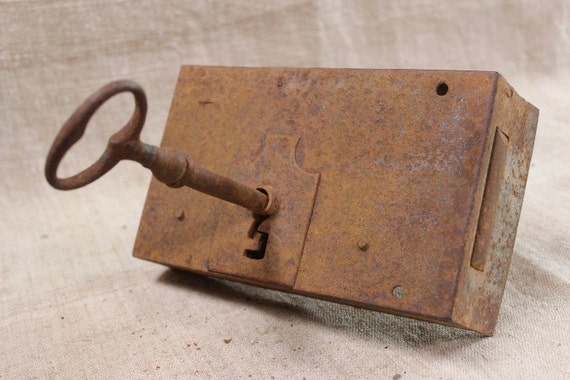 Large Antique Metal Door Lock Vintage French Etsy