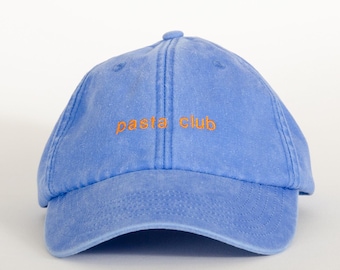 Vintage Pasta Club Cap | Individuell bestickter Pasta Club Hut | Gewaschene Baumwollmütze | Unisex verstellbare Mütze | Geschenk für Sie oder Ihn