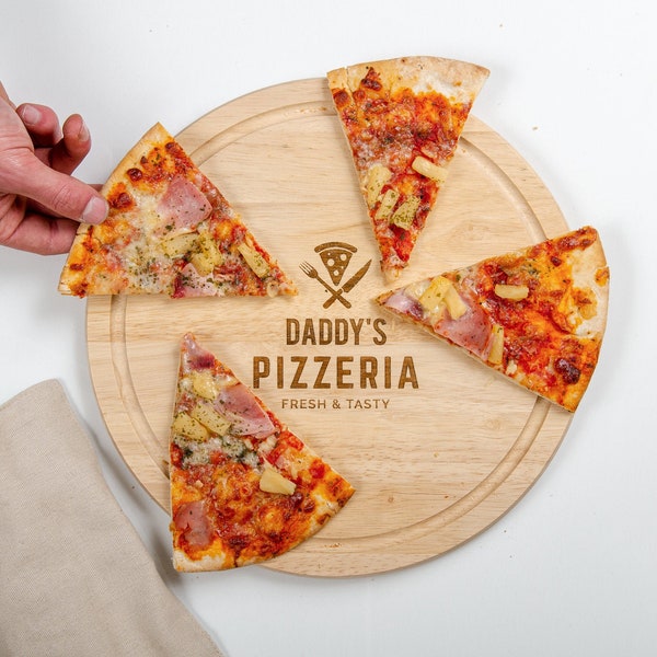 Tabla de pizza personalizada Tabla de cortar pizzería Plato de rebanada de pizza Regalo gastronómico Tabla de servir pizza personalizada Regalos para el hogar