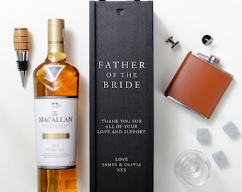 Personalised Wedding Bottle Box | Champagne Wooden Box | Father of the Bride & Groom