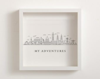 Adventures Memory Box Personalised City Skyline My Adventures Memory Ticket Picture Frame Travel Memories Gifts For Her Gift For Him Holiday