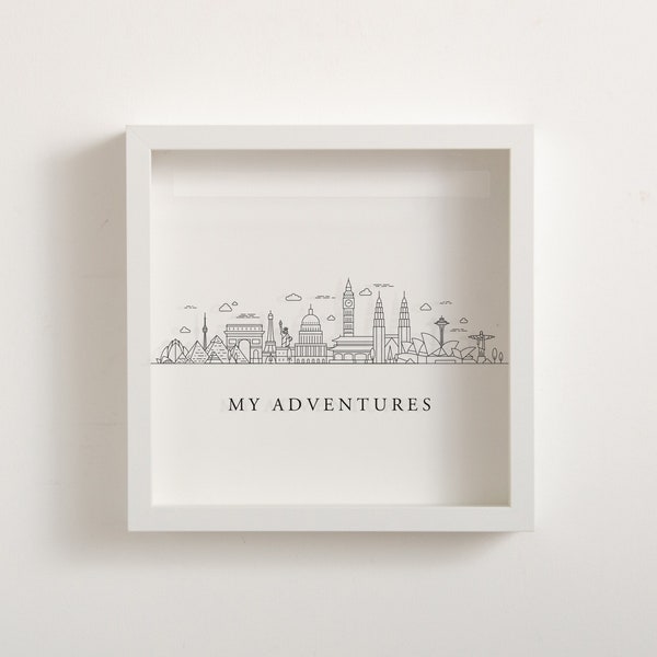 Adventures Memory Box Personalised City Skyline My Adventures Memory Ticket Picture Frame Travel Memories Gifts For Her Gift For Him Holiday