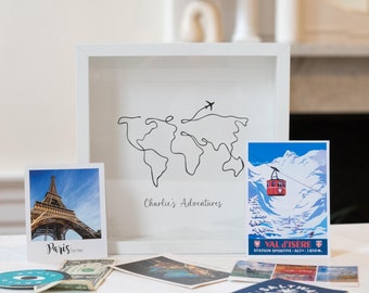 Personalised Travel Adventures Memory Box | Map & Ticket Keepsake | Couple Gift