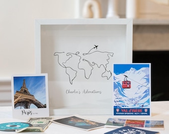 Adventures Memory Box Personalised My Adventures Memory Ticket Picture Frame Collection Travels Globetrotter Wanderlust Gift Christmas Gift