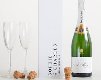 Personalised Engagement Bottle Box Personalised Engagement White Laminated Gift Present Personalised Engaged Champagne Gift Box Couple Gift