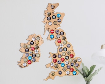 Beer Bottle Cap UK and Ireland Map Personalised Bottle Cap Travel Gift for Him Brewery Beer  Gifts for Beer Lovers GB Beer Cap Map