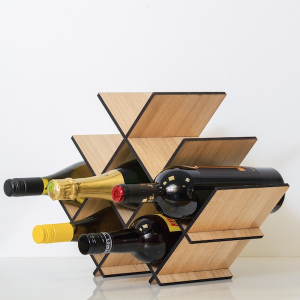 Casier à vin en bois fait main 8 bouteilles de vin Prosecco Design de stockage de champagne Cadeau idéal pour la maison Cadeaux pour les buveurs de vin Présentoir à vin