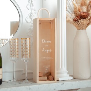 Personalised Engagement Bottle Box | Script Names Personalised Engagement Gift | Personalised Engaged Champagne Cork Collector Couple Gift