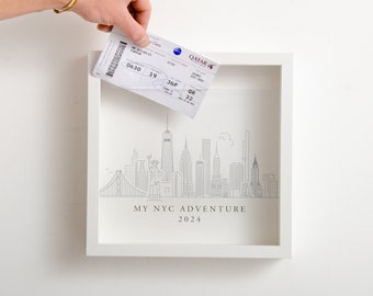New York City Skyline Adventures Memory Box Personalised My Adventures Memory Ticket Picture Frame Travels Memories Holiday Giftys New York
