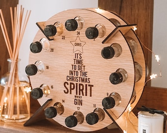 Miniatures Drinks Advent Calendar Countdown Christmas Personalised Wooden Adult Advent Calendar For Drink Holder Spirit Gin Whisky Vodka Rum