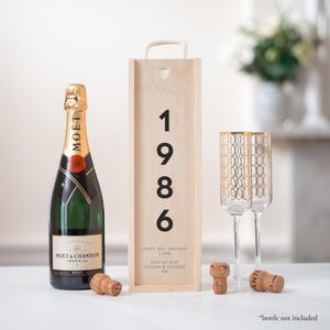 Gepersonaliseerde 40e verjaardag houten wijn- en champagneflesdoos aandenken