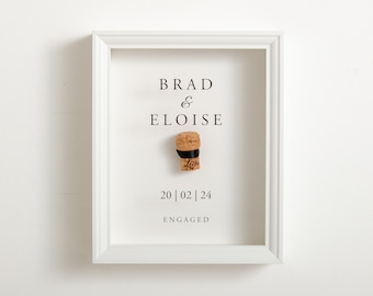 Personalized Champagne Cork Keepsake Box Frame - Engagement, Wedding Gift