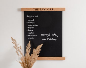 Personalised Large Chalkboard Wooden Family Kitchen Chalkboard Floating Framed Notice Board Shopping List Personalised Family XL Chalk Board