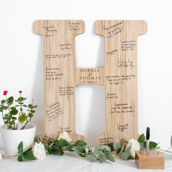 Wedding Guest Book Personalised Letter Wedding Sign Wooden Etsy UK