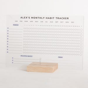 Monthly Habit Tracker Sign Monthly Planner Habit Journal Stand Desk Organiser Acrylic Weekly Daily Yearly Wipable Reusable Calendar 2025