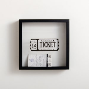 Cornice per biglietti Memory box per biglietti personalizzati Admit One Travel Ticket Memories Porta biglietti Concerti Spettacolo teatrale Cornice per biglietti da collezione