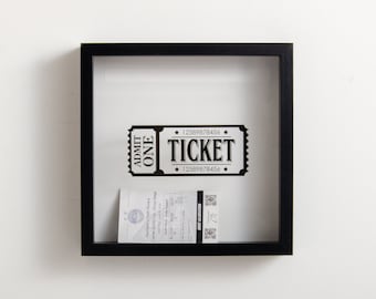 Ticket Memory box Frame For Tickets Personalised Admit One Travel Ticket Memories Ticket Holder Concerts Theatre Show Ticket Frame Collector