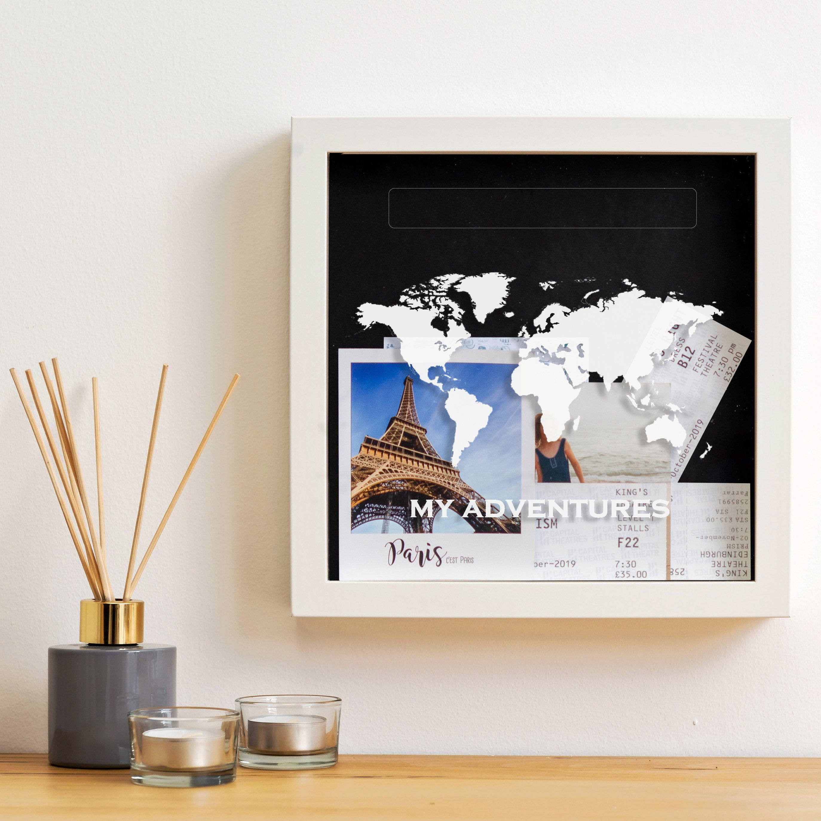 Adventures Memory Box Personalised My Adventures Memory Ticket Picture  Frame Collection Travels Memories Our Adventure World Map Holidays 