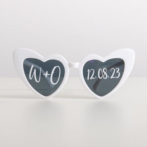 Wedding Sunglasses Personalised Love Heart Sunglasses White Wedding Personalised SunglassesWedding Video Wedding Date Initials Wedding Gift