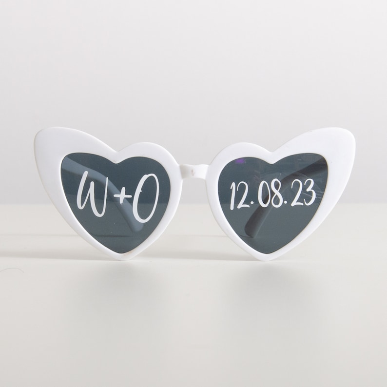 Wedding Sunglasses Personalised Love Heart Sunglasses White Wedding Personalised SunglassesWedding Video Wedding Date Initials Wedding Gift