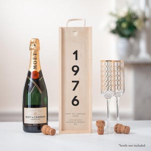 Personalisierte Geburtstags-Flaschenkiste aus Holz, Magnum Champagner Geschenk