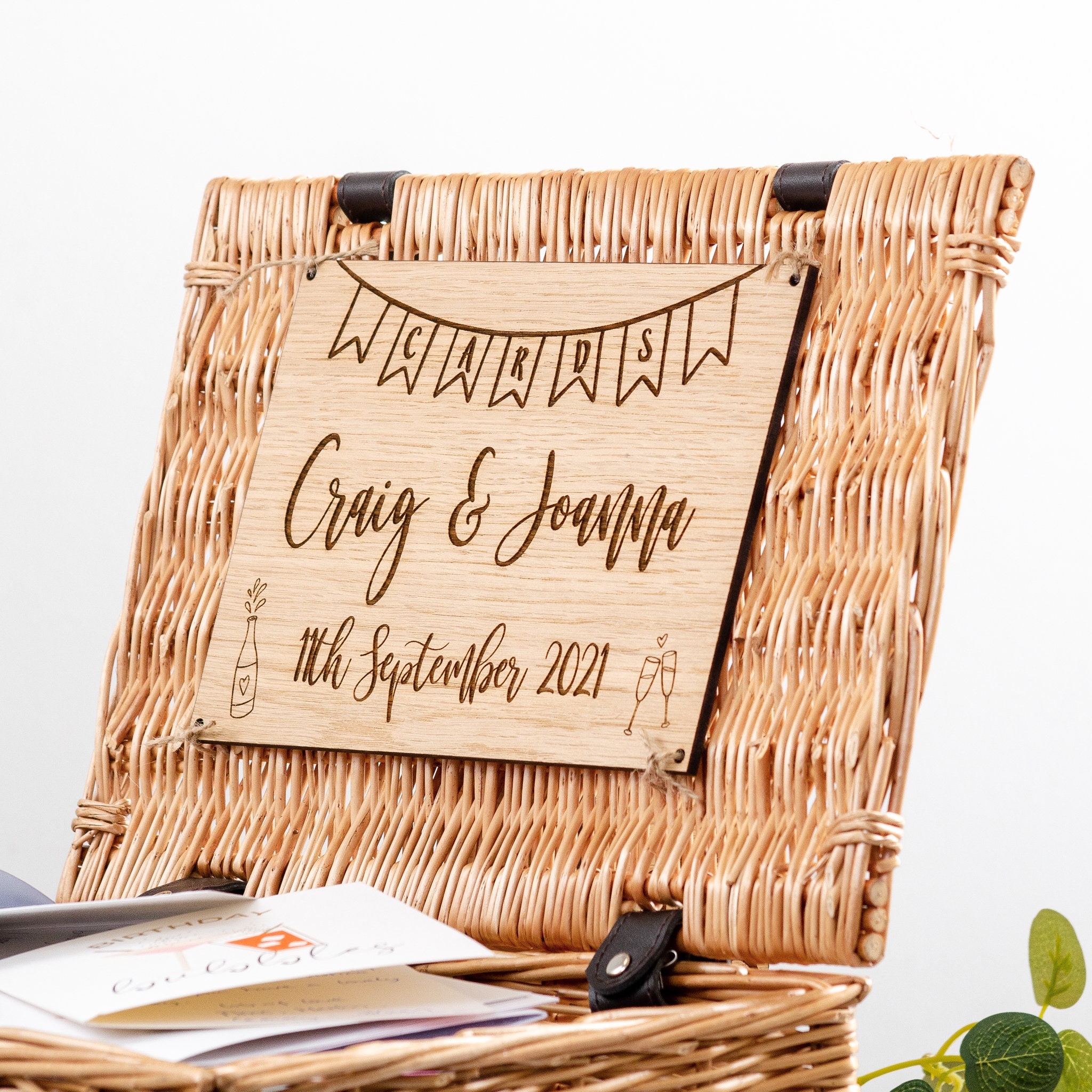 Personalised Wedding Card Box Wicker Basket for Cards Wedding Etsy UK