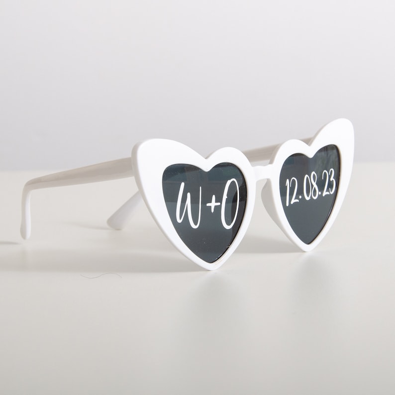 Wedding Sunglasses Personalised Love Heart Sunglasses White Wedding Personalised SunglassesWedding Video Wedding Date Initials Wedding Gift