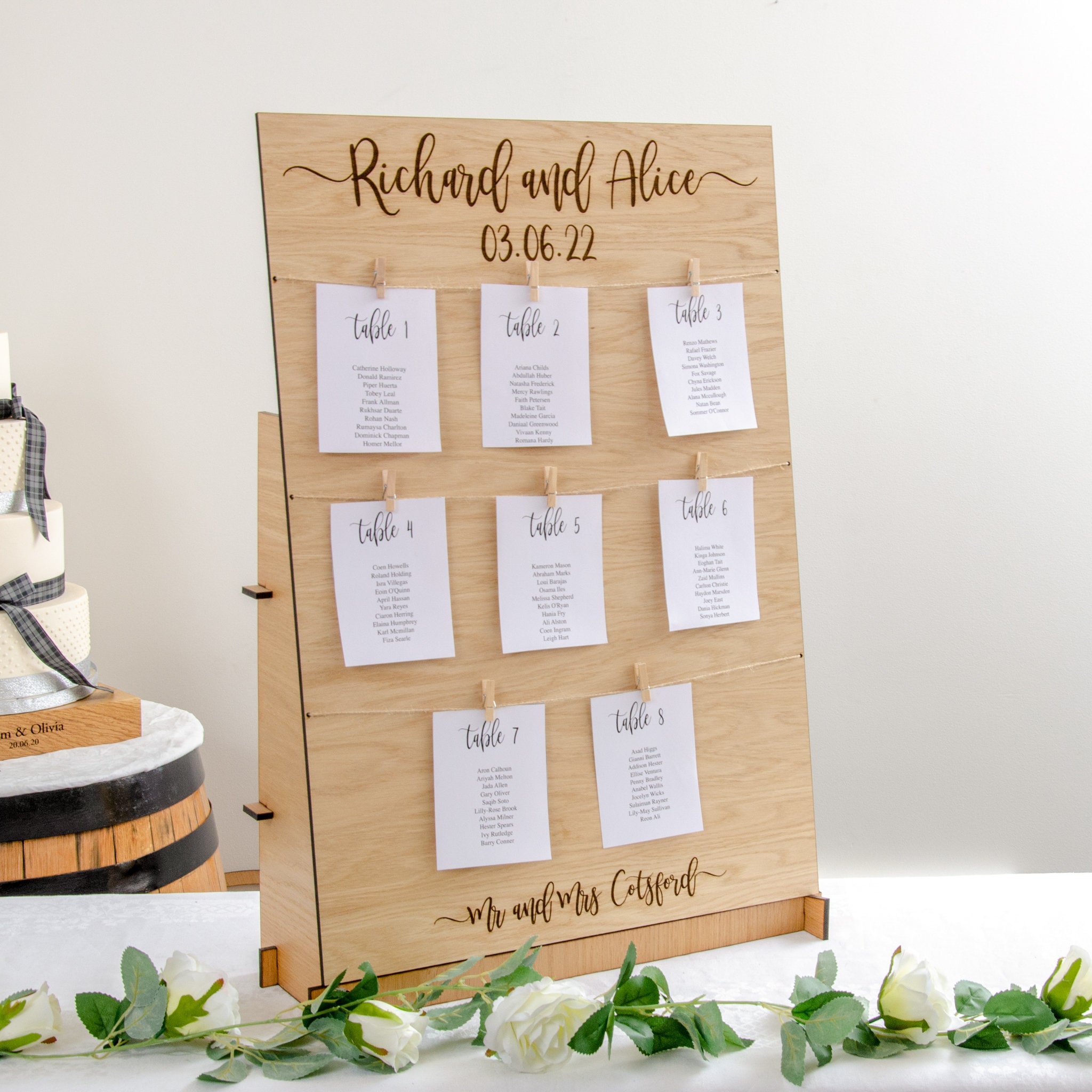 Personalized Wooden Wedding Table Plan Sign With Clips - Etsy UK