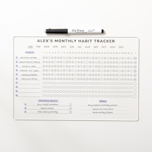 Monthly Habit Tracker Sign Monthly Goals Planner Habit Journal Stand Desk Organiser Acrylic Weekly Daily Year Wipable Reusable Calendar 2025