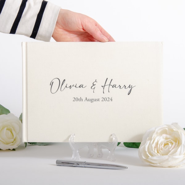 Personalised Wedding Linen Guest Book Linen Wedding First Names Printed Guestbook Reception Wedding Guest Book Gift Linen Photo Guest Book