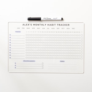Monthly Habit Tracker Sign Monthly Planner Habit Journal Stand Desk Organiser Acrylic Weekly Daily Yearly Wipable Reusable Calendar 2025