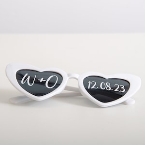 Wedding Sunglasses Personalised Love Heart Sunglasses White Wedding Personalised SunglassesWedding Video Wedding Date Initials Wedding Gift