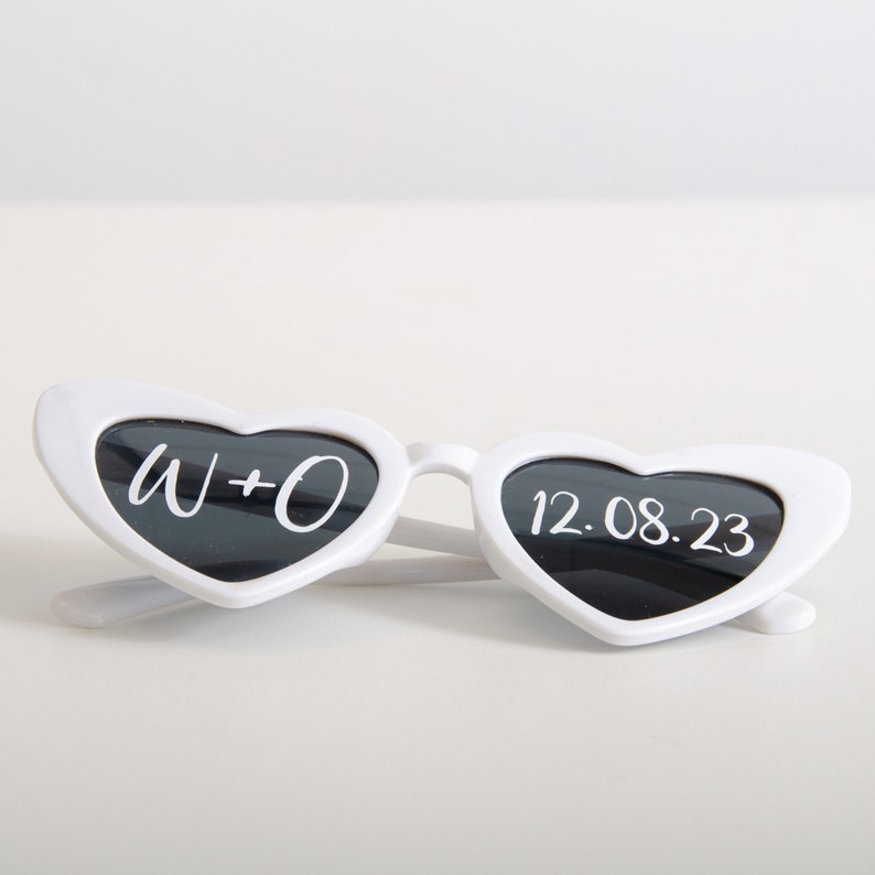 Wedding Sunglasses Personalised Love Heart Sunglasses White Wedding Personalised SunglassesWedding Video Wedding Date Initials Wedding Gift