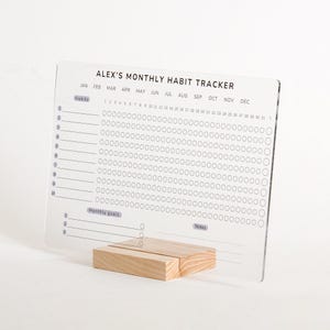 Monthly Habit Tracker Sign Monthly Planner Habit Journal Stand Desk Organiser Acrylic Weekly Daily Yearly Wipable Reusable Calendar 2025