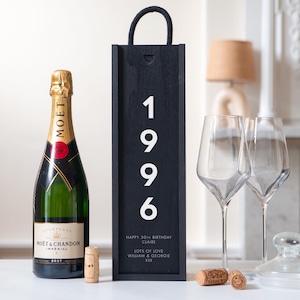 Personalised 30th Birthday Gift – Custom Wooden Wine Box – Milestone Keepsake for Him or Her – Champagne Bottle Gift Box image 5