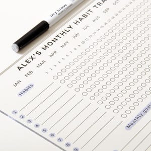 Monthly Habit Tracker Sign Monthly Planner Habit Journal Stand Desk Organiser Acrylic Weekly Daily Yearly Wipable Reusable Calendar 2025