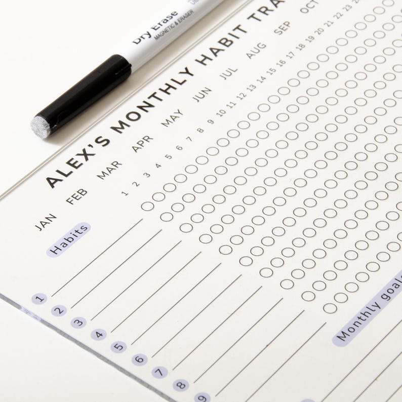 Monthly Habit Tracker Sign Monthly Planner Habit Journal Stand Desk Organiser Acrylic Weekly Daily Yearly Wipable Reusable Calendar 2025