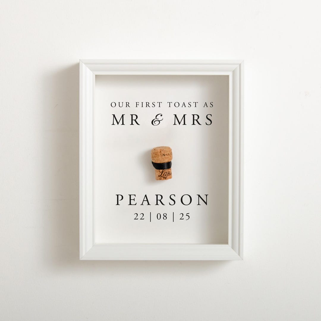 Memory Toast Personalised Mr & Mrs First Toast Cork Saver Memory Box | Engagement or ...