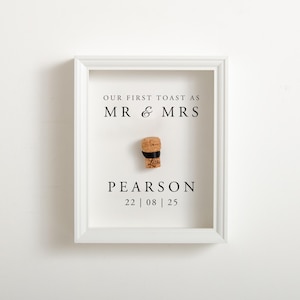 Mr & Mrs First Toast Cork Saver Memory Box Frame Engagement Couple Wedding Gift Present Champagne Cork Holder Frame Wedding Toast Memories