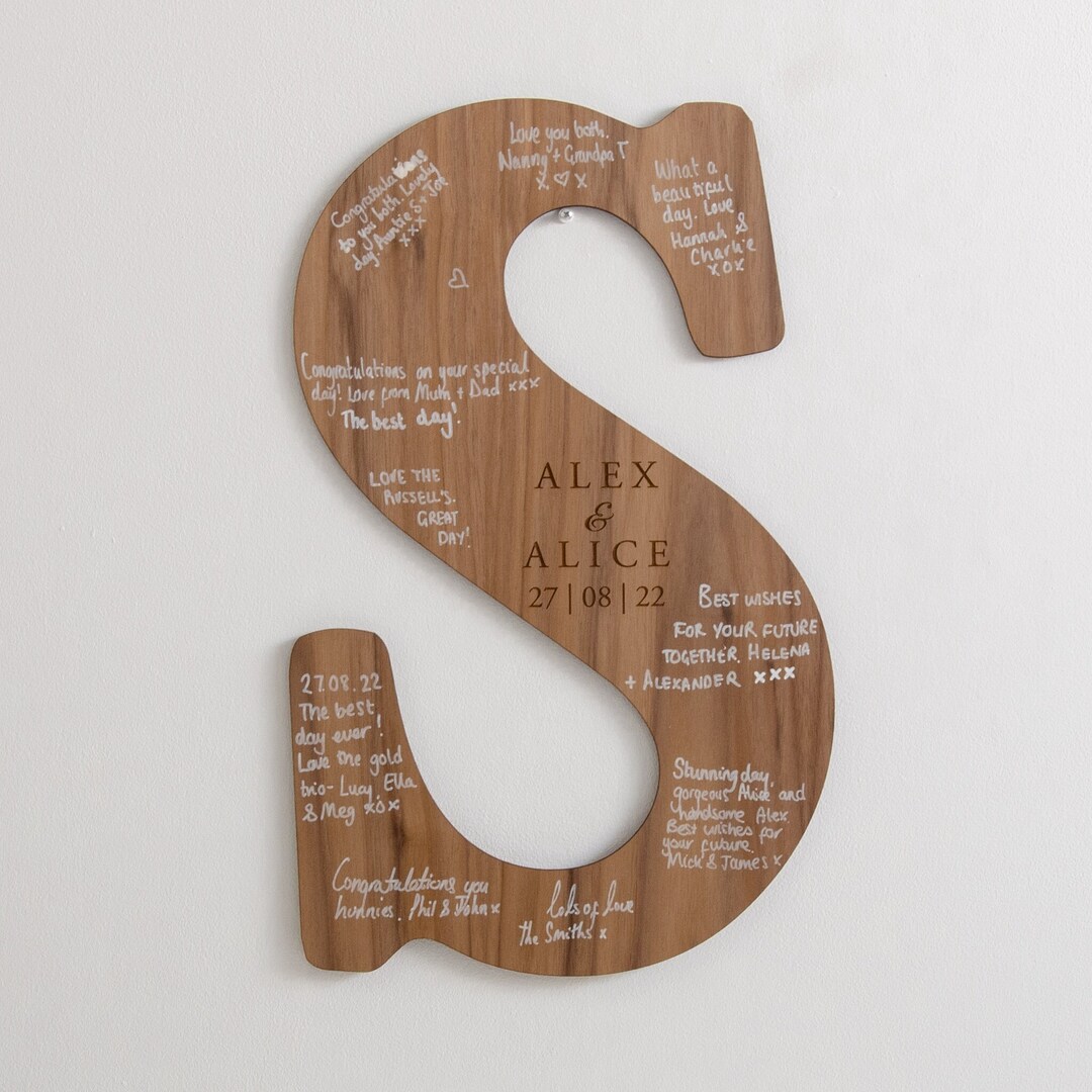 Wedding Guest Book Personalised Letter Wedding Sign Wooden Wedding ...
