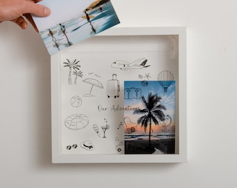 Adventures Memory Box Personalised Travel Frame Ticket Picture Frame Collection Travel Memories Gift For Him For Her Globetrotter Holiday