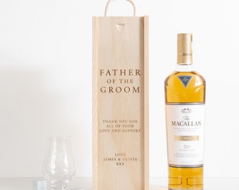 Father Of The Groom Personalised Bottle Box Father Of The Bride Personalised Wedding Gift Champagne Wooden Wine Bottle Box Wedding Gift