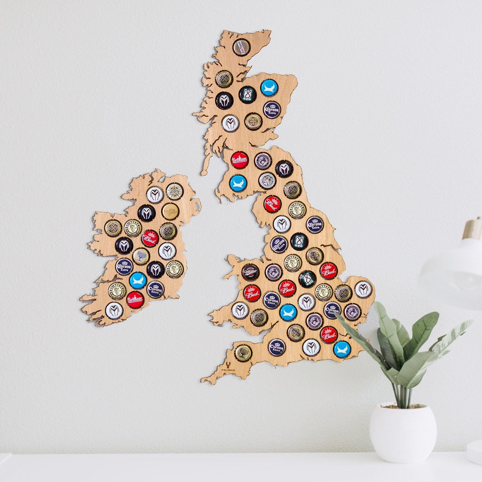 Beer Bottle Cap UK and Ireland Map Personalised Bottle Cap Etsy