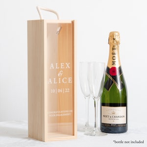 Personalised Engagement Bottle Box Personalised Engagement Gift Present Personalised Engaged Champagne Wooden Bottle Box Couple Gifts