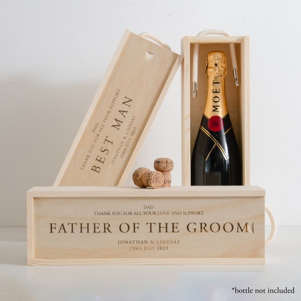 Best Man Groomsmen Father Of The Bride Groom Mother Of The Personalised Bottle Box Personalised Wedding Gift Champagne Wooden Wine Box