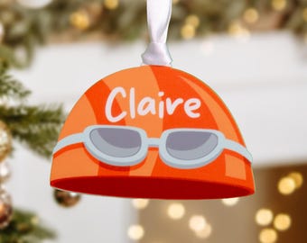 Personalised Swimming Cap & Goggles Christmas Ornament: Gift for Swimmers 2025